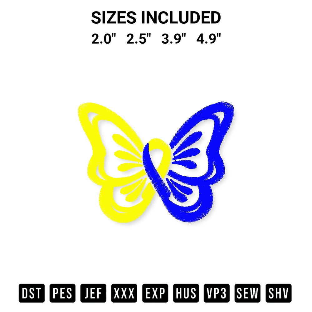 Get the Down Syndrome Awareness Butterfly Embroidery Design embroidery design for your custom crafts! Premium digitized files available for instant download at Designspacks.com. Available sizes: 2.0", 2.5", 3.9", 4.9".
