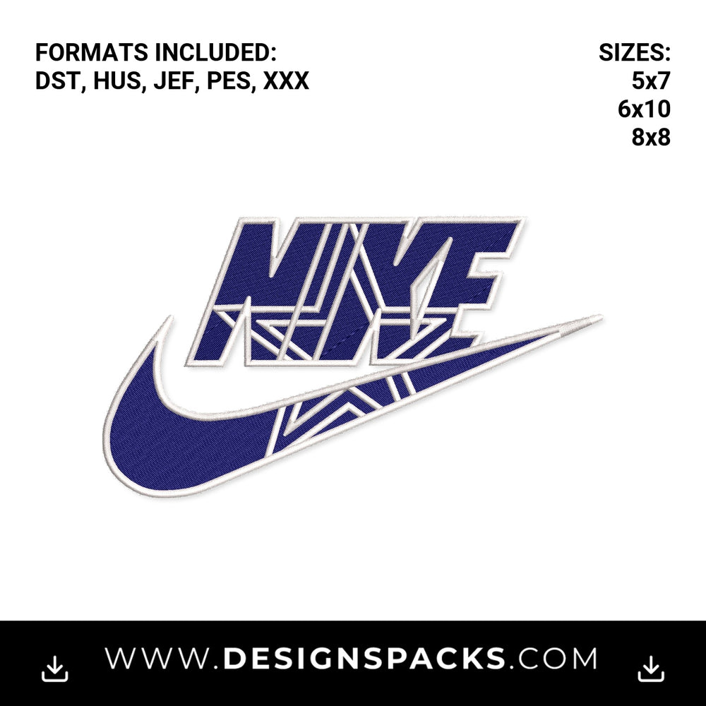 Dallas Cowboys Star Nike Swoosh Embroidery Design - Instant digital download pattern at Designspacks.com
