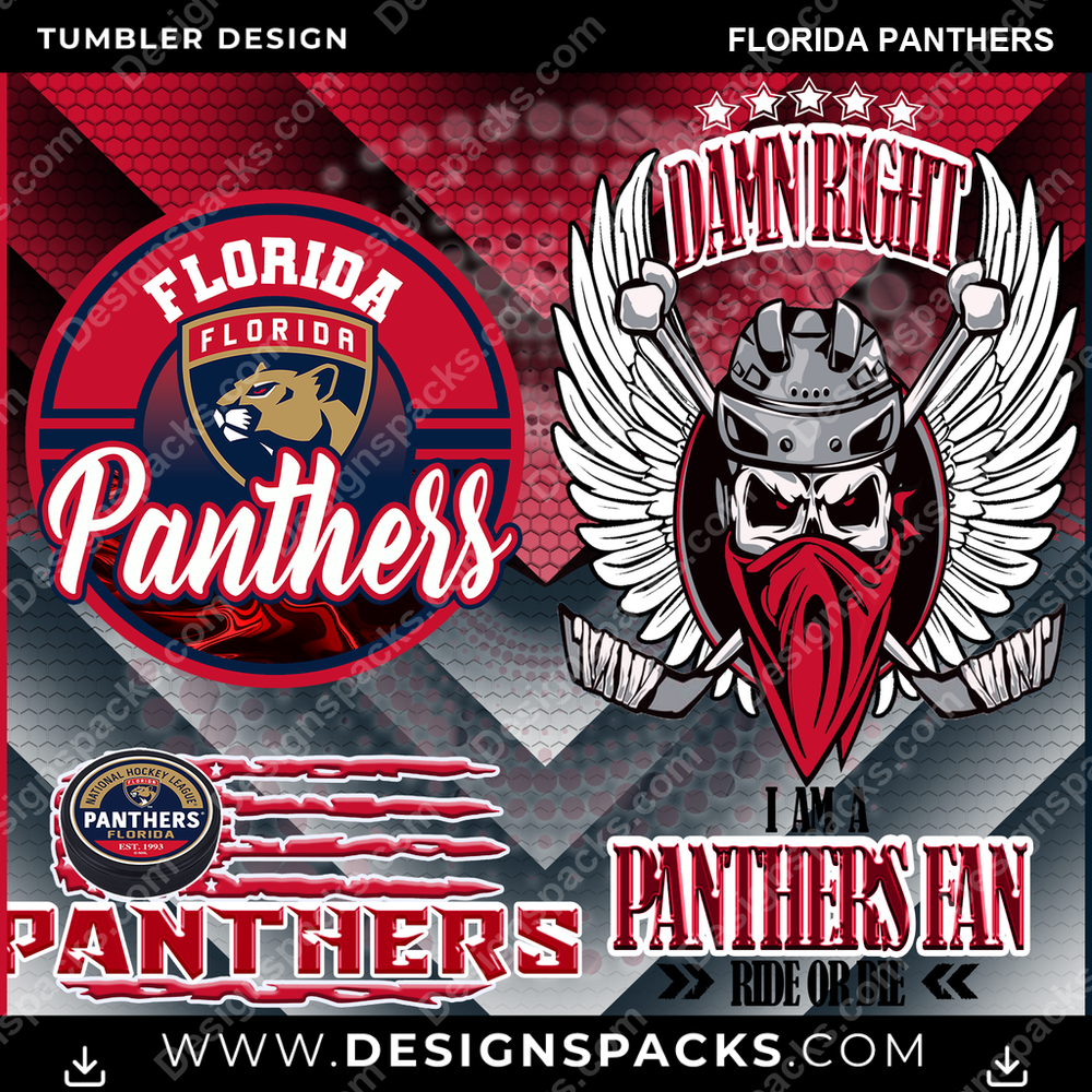 Hockey Skull Team Florida Panthers Tumbler Digital Wrap Design
