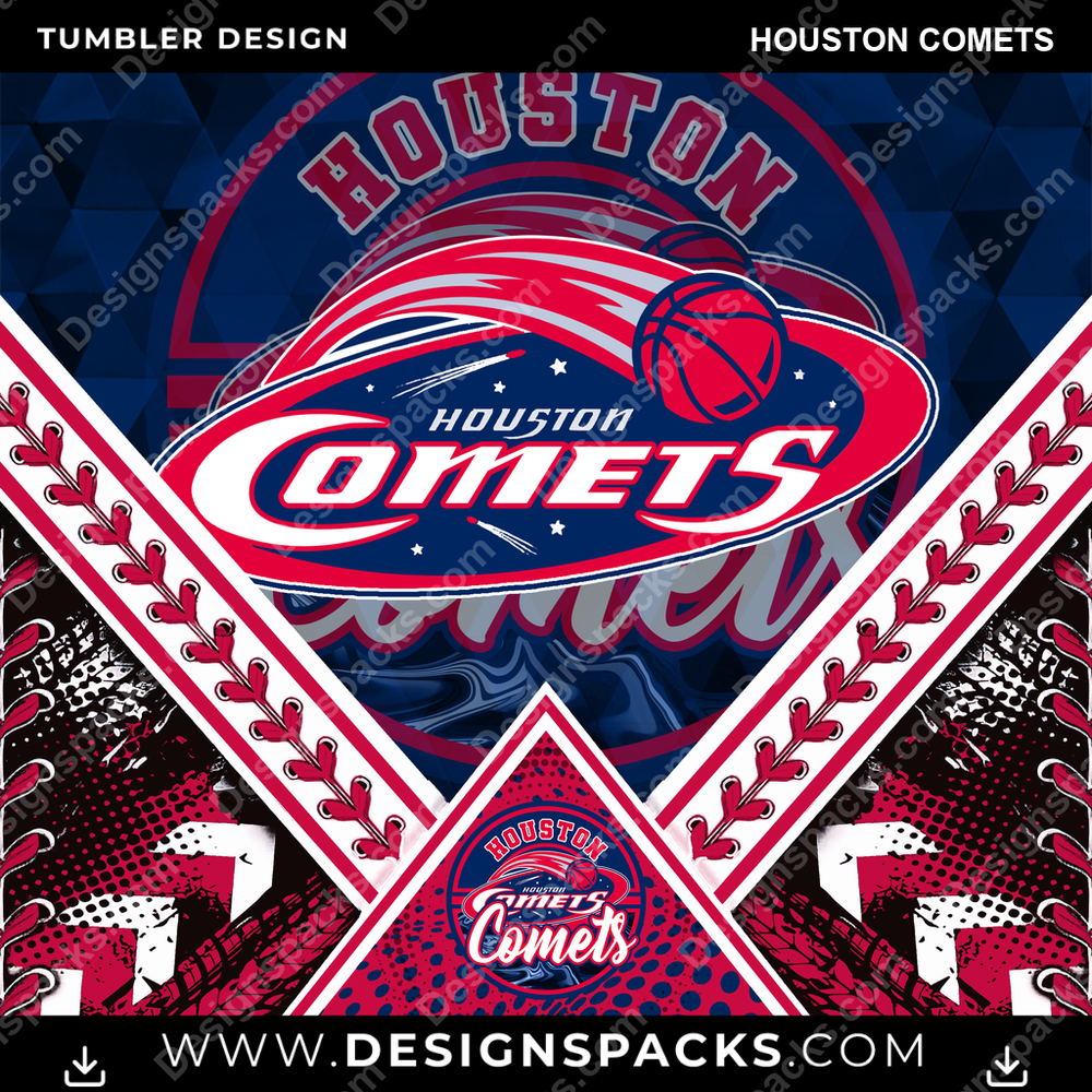 Basketball Diamond Houston Comets Tumbler Digital Wrap Design