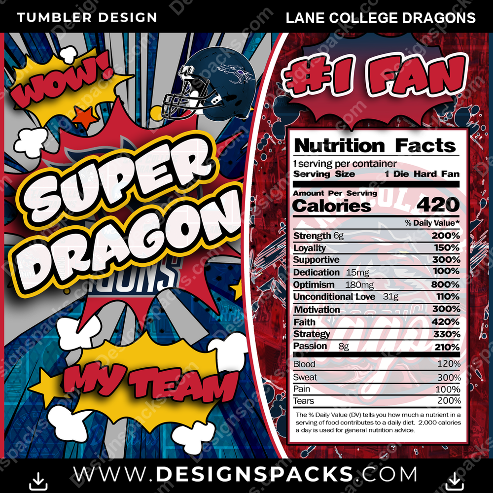 College Sport Super Team Lane College Dragons NCAA College Sport Tumbler Digital Wrap Design Download