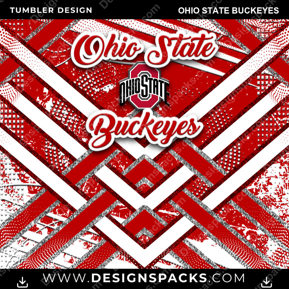 College Sport Glitter Stripe Ohio State Buckeyes Tumbler Digital Wrap Design