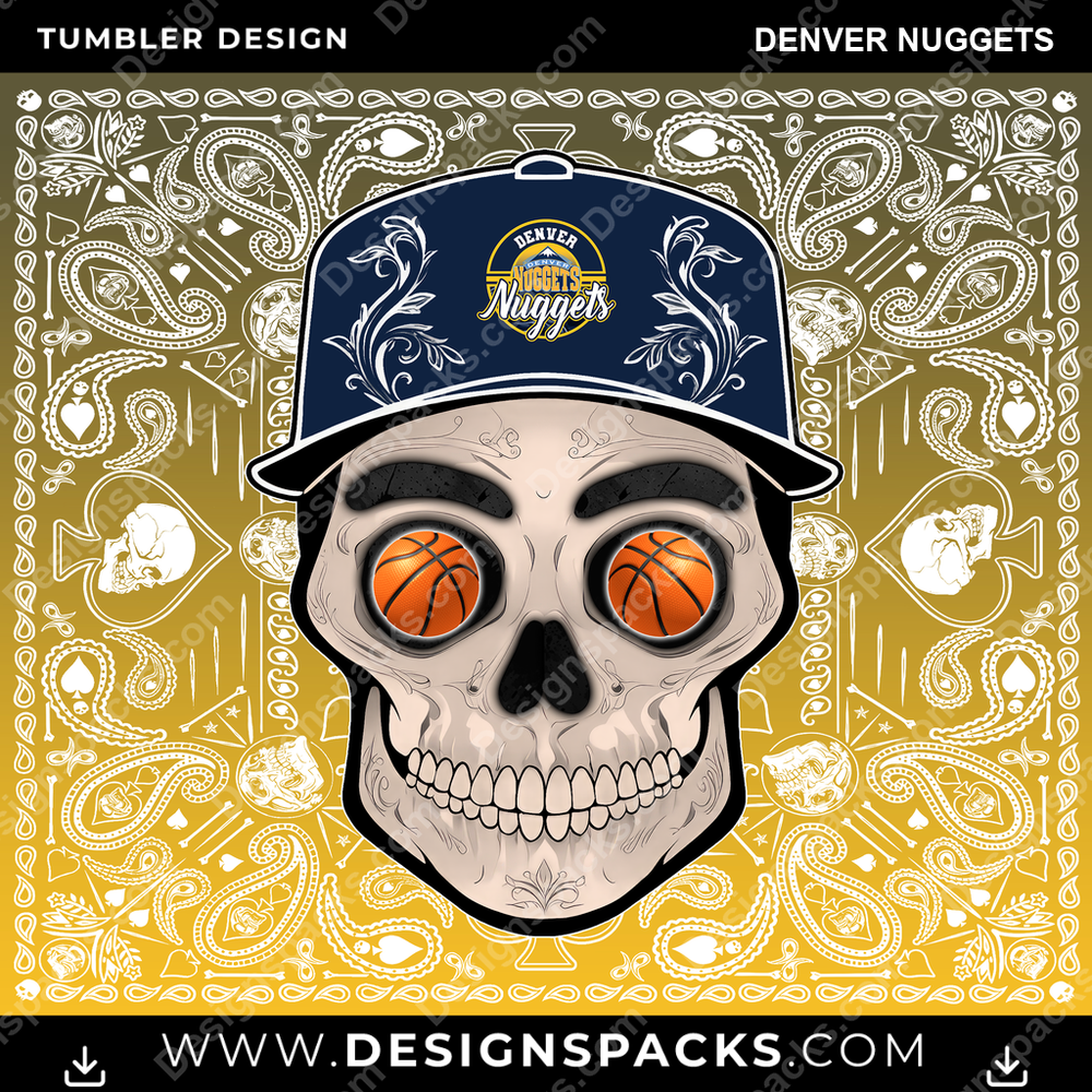Basketball Skull Handkerchief Denver Nuggets Tumbler Digital Wrap Design