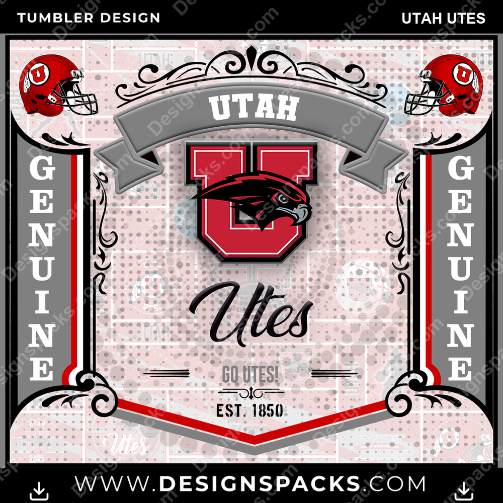 College Sport Bud Utah Utes Tumbler Digital Wrap Design