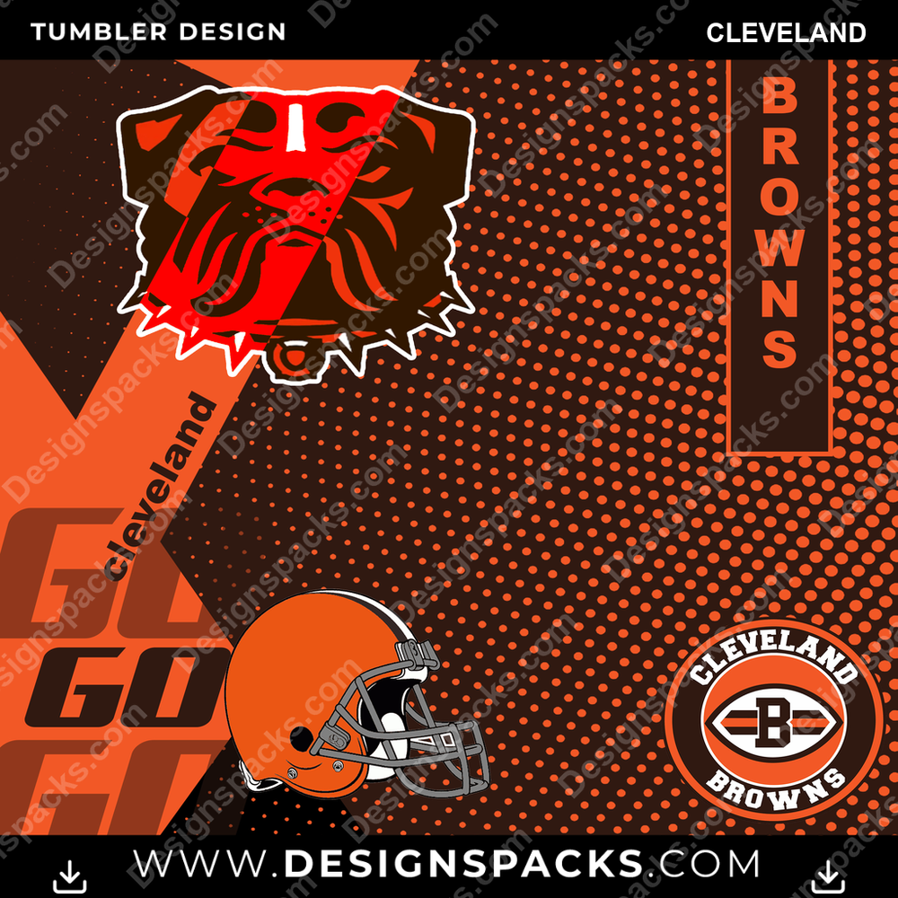 Football GO Cleveland Tumbler Digital Wrap Design
