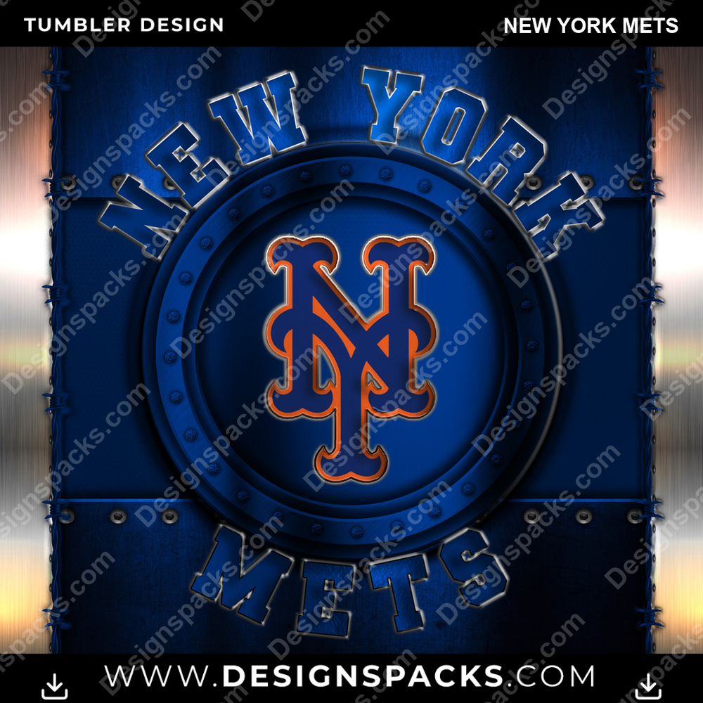 Baseball Metal New York Mets Tumbler Digital Wrap Design