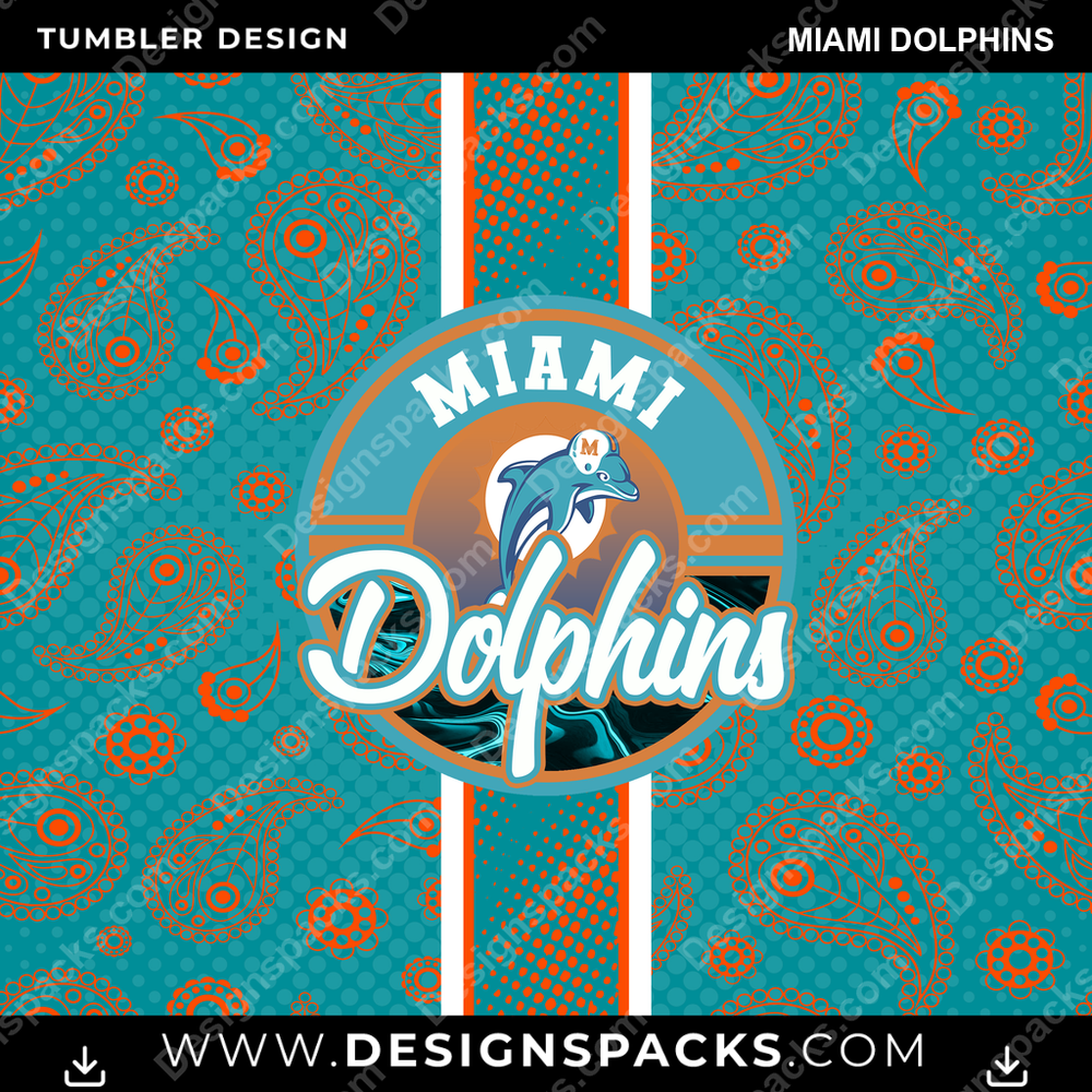 Football Handkerchief Miami Dolphins NFL Football Tumbler Digital Wrap Design Download