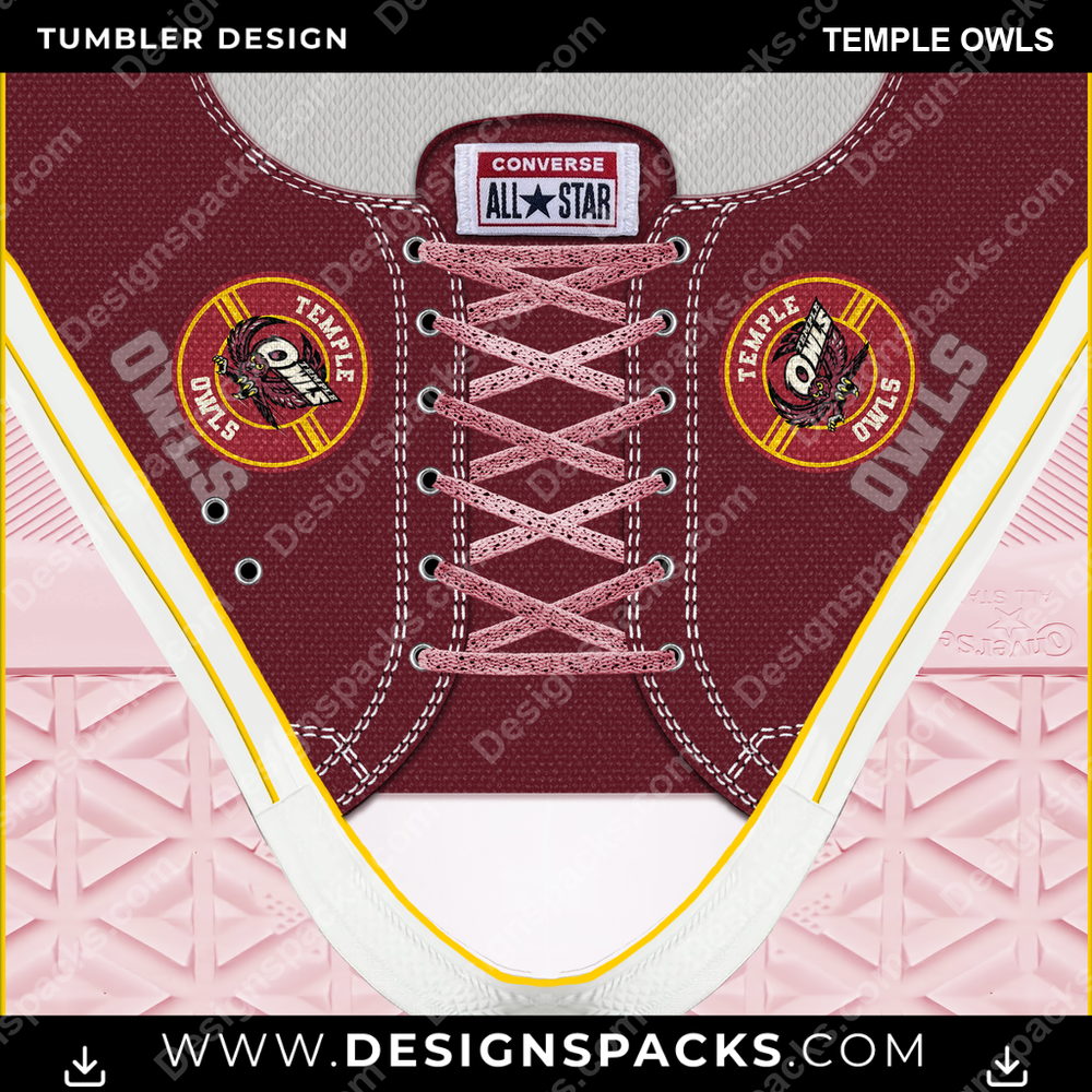 College Sport Converse Temple Owls Tumbler Digital Wrap Design
