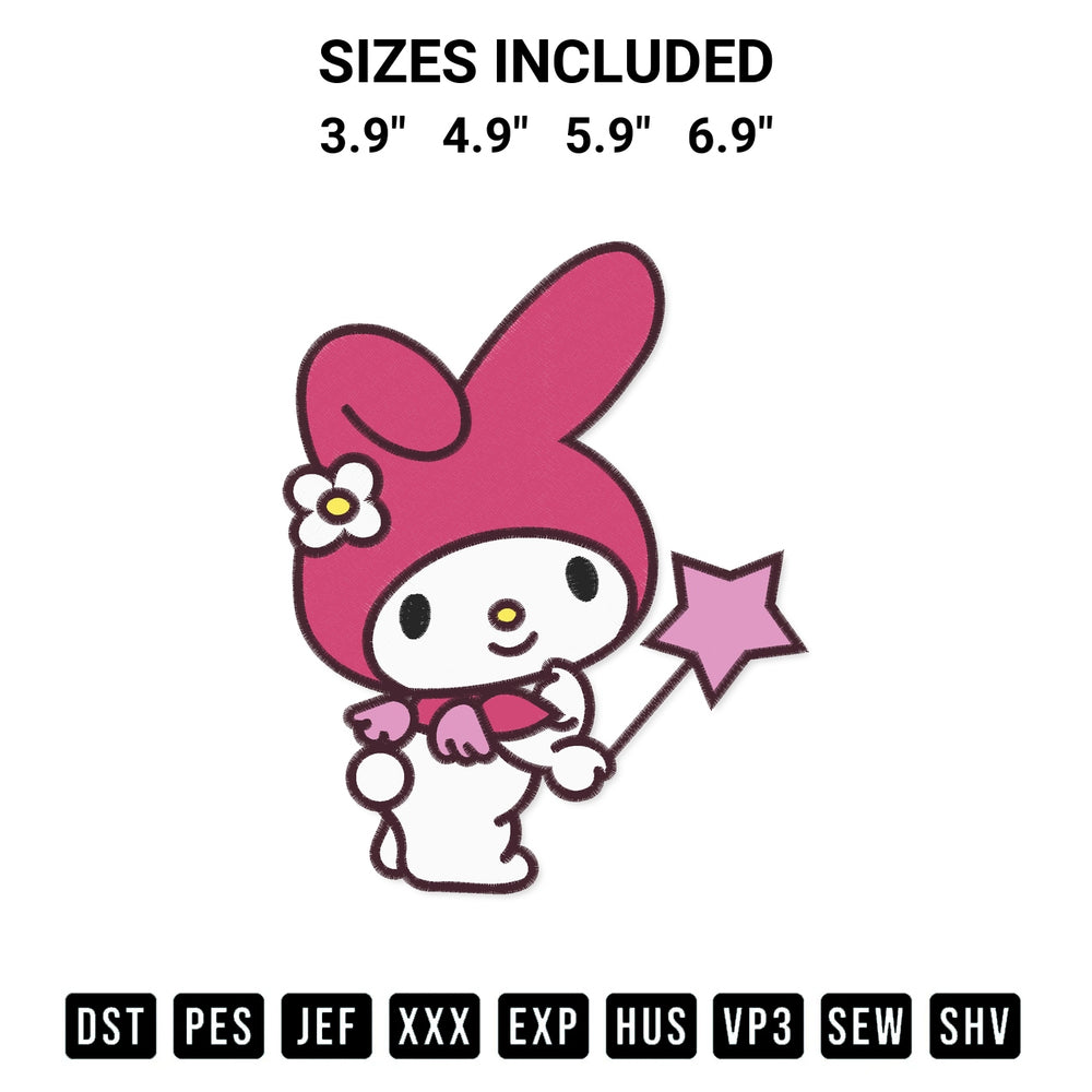 Looking for the perfect pattern? Download the My Melody Magician Embroidery Design embroidery design today at Designspacks.com. Crisp, clean stitching guaranteed. Available sizes: 3.9", 4.9", 5.9", 6.9".