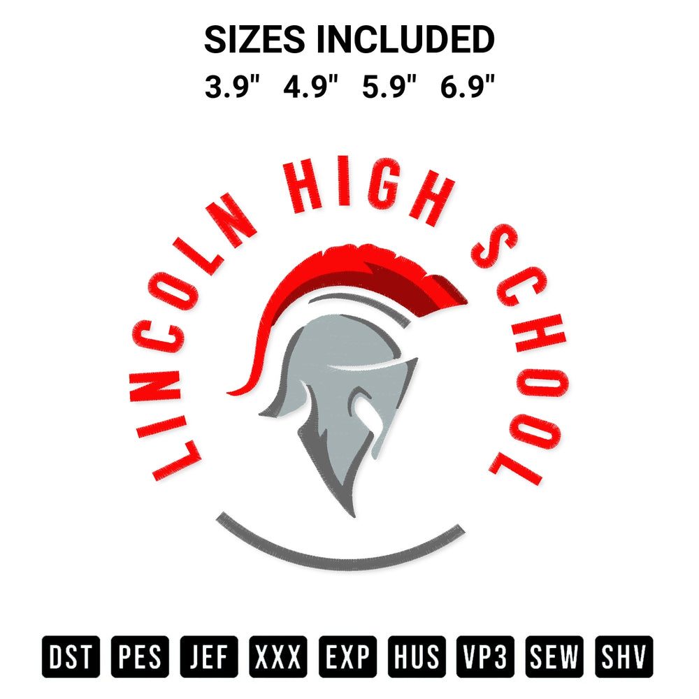 Discover the perfect addition to your crafting collection: Lincoln High School Embroidery Design embroidery file. Instantly available at Designspacks.com. Available sizes: 3.9", 4.9", 5.9", 6.9".