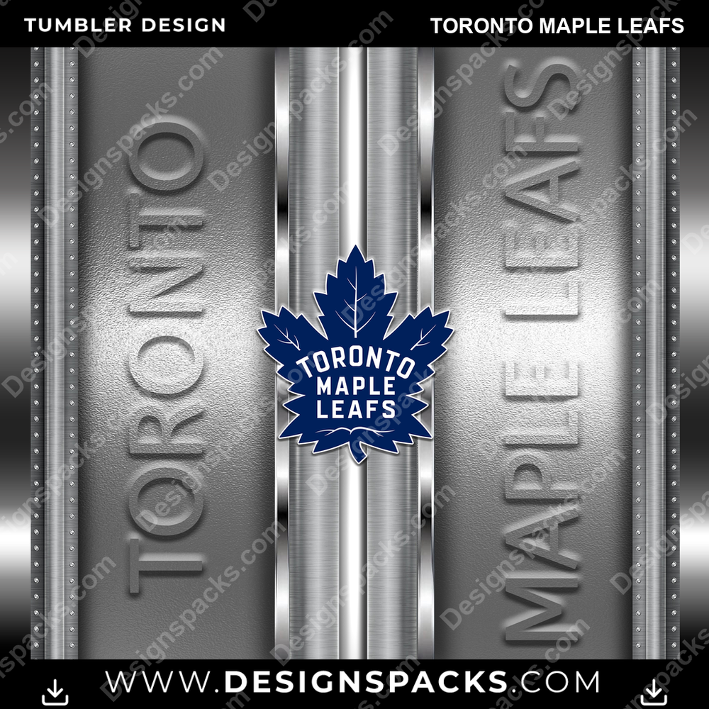 Ice Hockey Metallic Toronto Maple Leafs Tumbler Digital Wrap Design