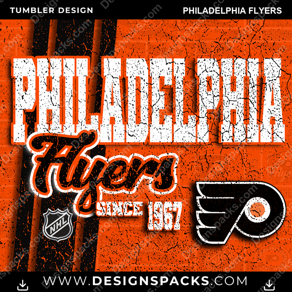 Hockey Grunge Philadelphia Flyers NHL Hockey Tumbler Digital Wrap Design Download