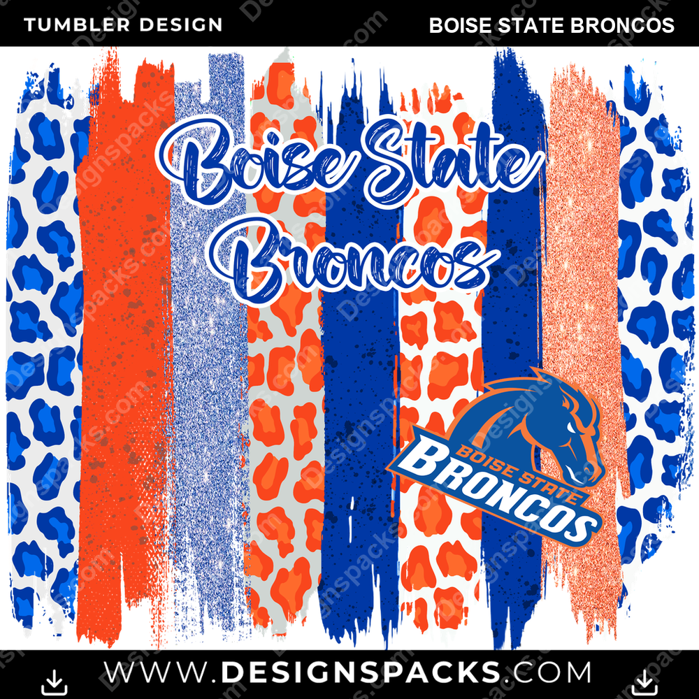 College Sport Brush Strokes Boise State Broncos NCAA College Sport Tumbler Digital Wrap Design Download