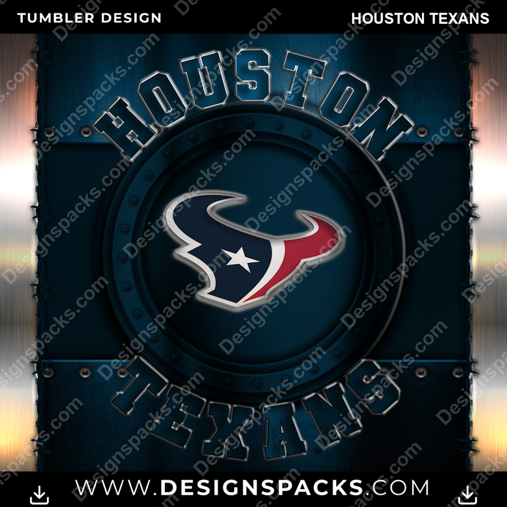 Football Metal Houston Texans NFL Football Tumbler Digital Wrap Design Download