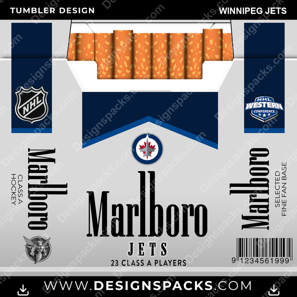 Ice Hockey Marlboro Winnipeg Jets NHL Hockey Tumbler Digital Wrap Design Download