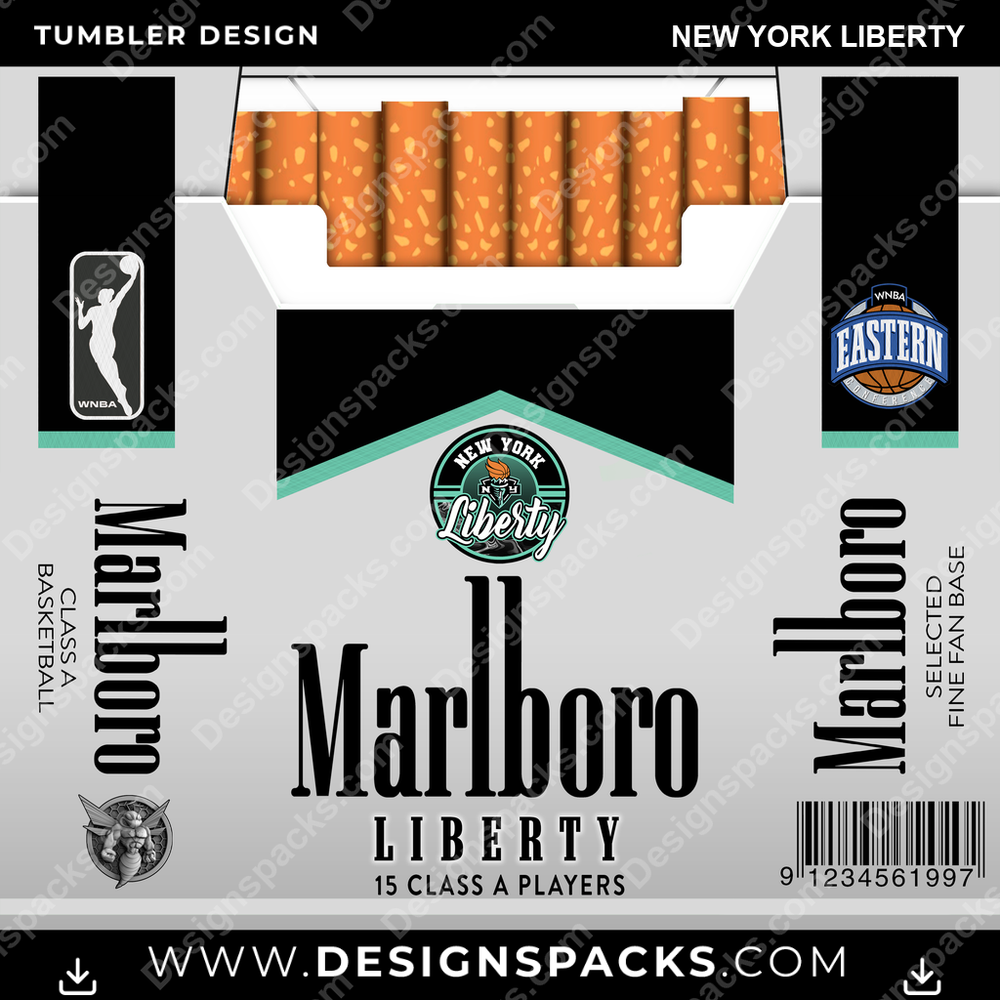 Basketball Marlboro New York Liberty NBA Basketball Tumbler Digital Wrap Design Download