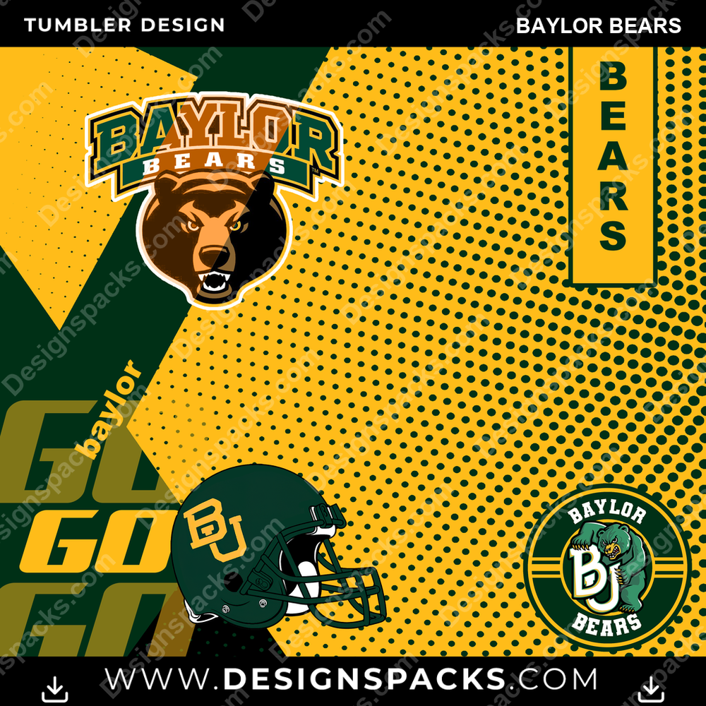 College Sport GO Baylor Bears Tumbler Digital Wrap Design