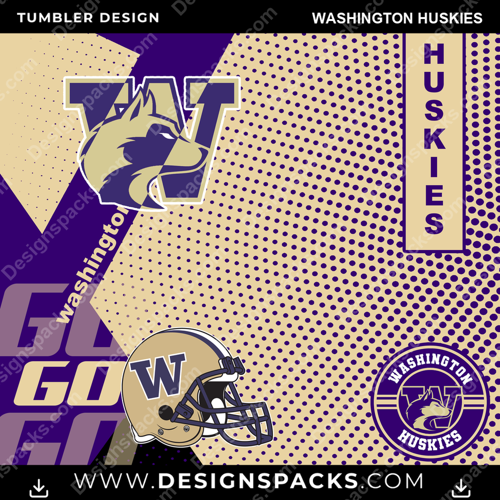 College Sport GO Washington Huskies Tumbler Digital Wrap Design