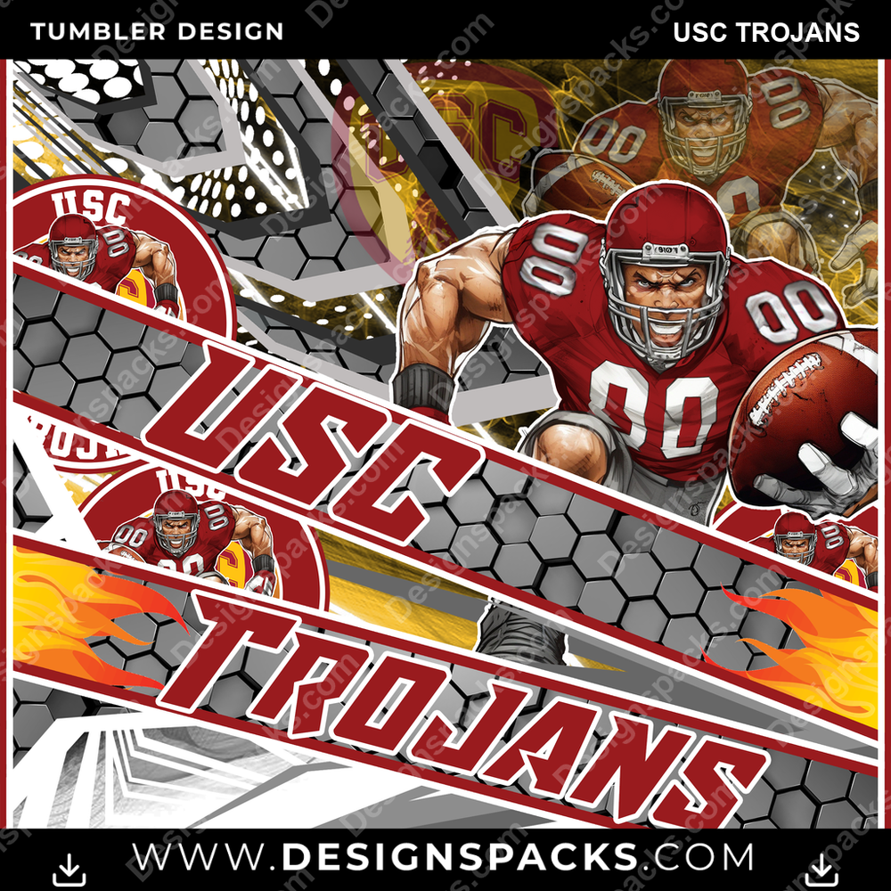 College Sport Fathead USC Trojans NCAA Tumbler Digital Wrap Design Download
