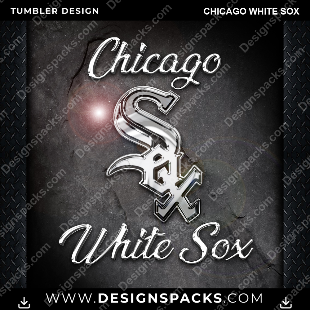 Baseball Chrome Chicago White Sox Tumbler Digital Wrap Design