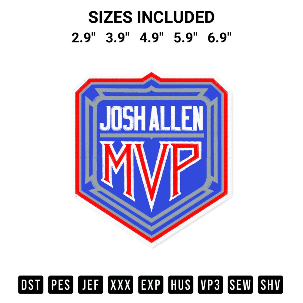 Discover the perfect addition to your crafting collection: Josh Allen 17 Mvp Embroidery Design embroidery file. Instantly available at Designspacks.com. Available sizes: 2.9", 3.9", 4.9", 5.9", 6.9".