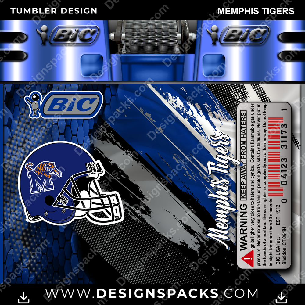 College Sport BIC Lighter Memphis Tigers Tumbler Digital Wrap Design