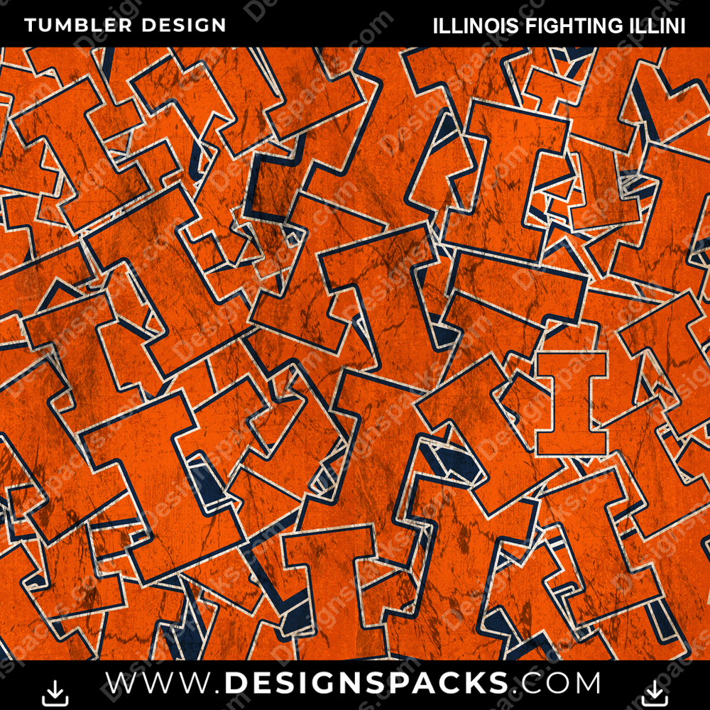 College Sport Logo BG Illinois Fighting Illini NCAA College Sport Tumbler Digital Wrap Design Download