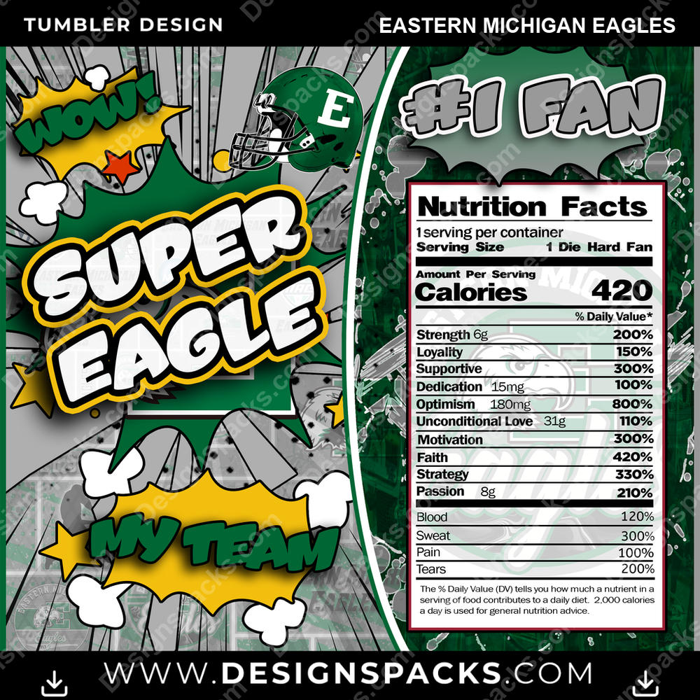 College Sport Super Team Eastern Michigan Eagles Tumbler Digital Wrap Design