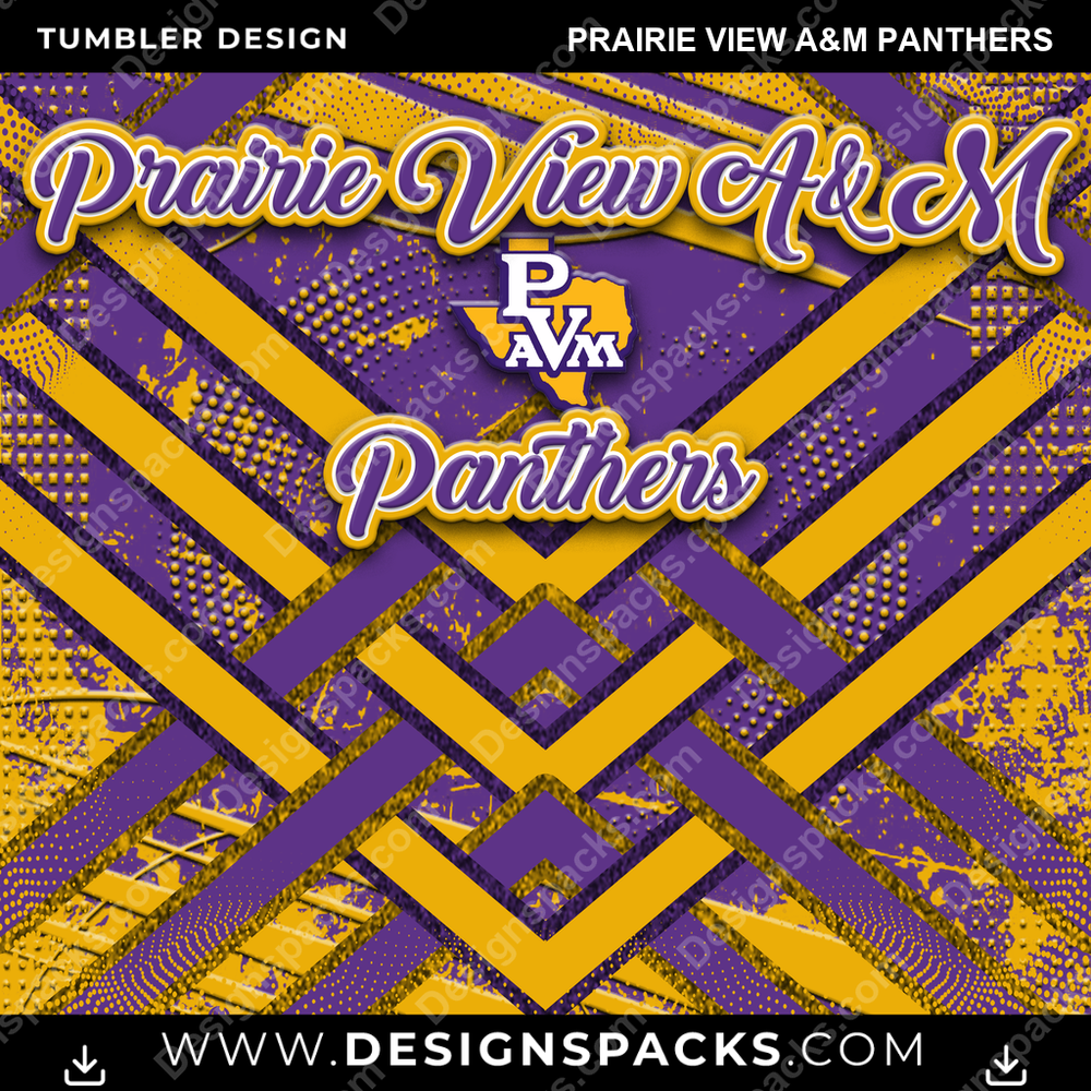 College Sport Glitter Stripe Prairie View A&M Panthers NCAA College Sport Tumbler Digital Wrap Design Download