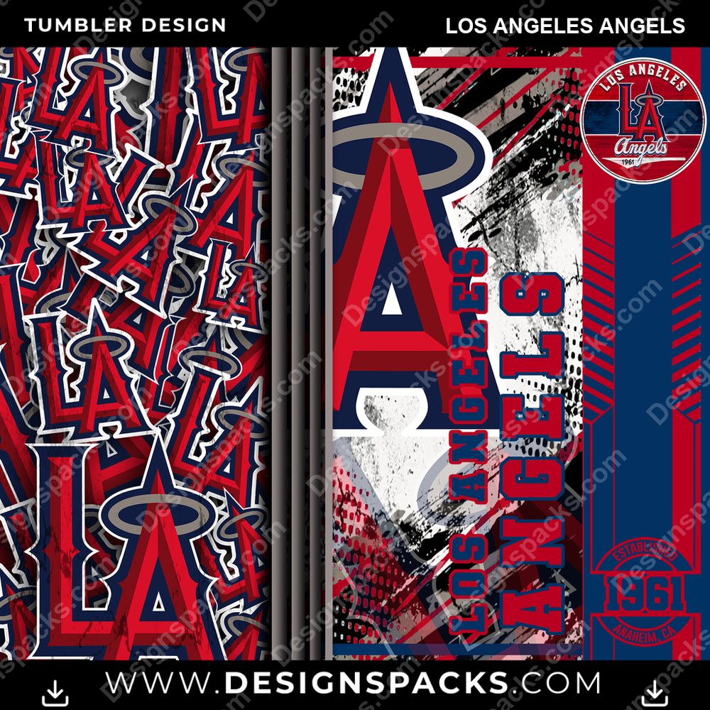 Baseball Sports Los Angeles Angels MLB Baseball Tumbler Digital Wrap Design Download