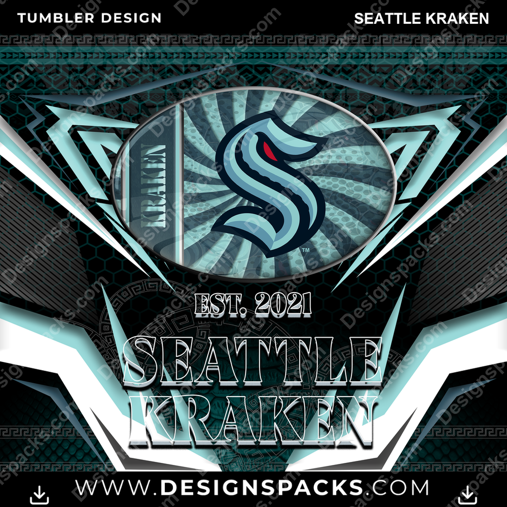 Hockey Tribal Seattle Kraken NHL Hockey Tumbler Digital Wrap Design Download