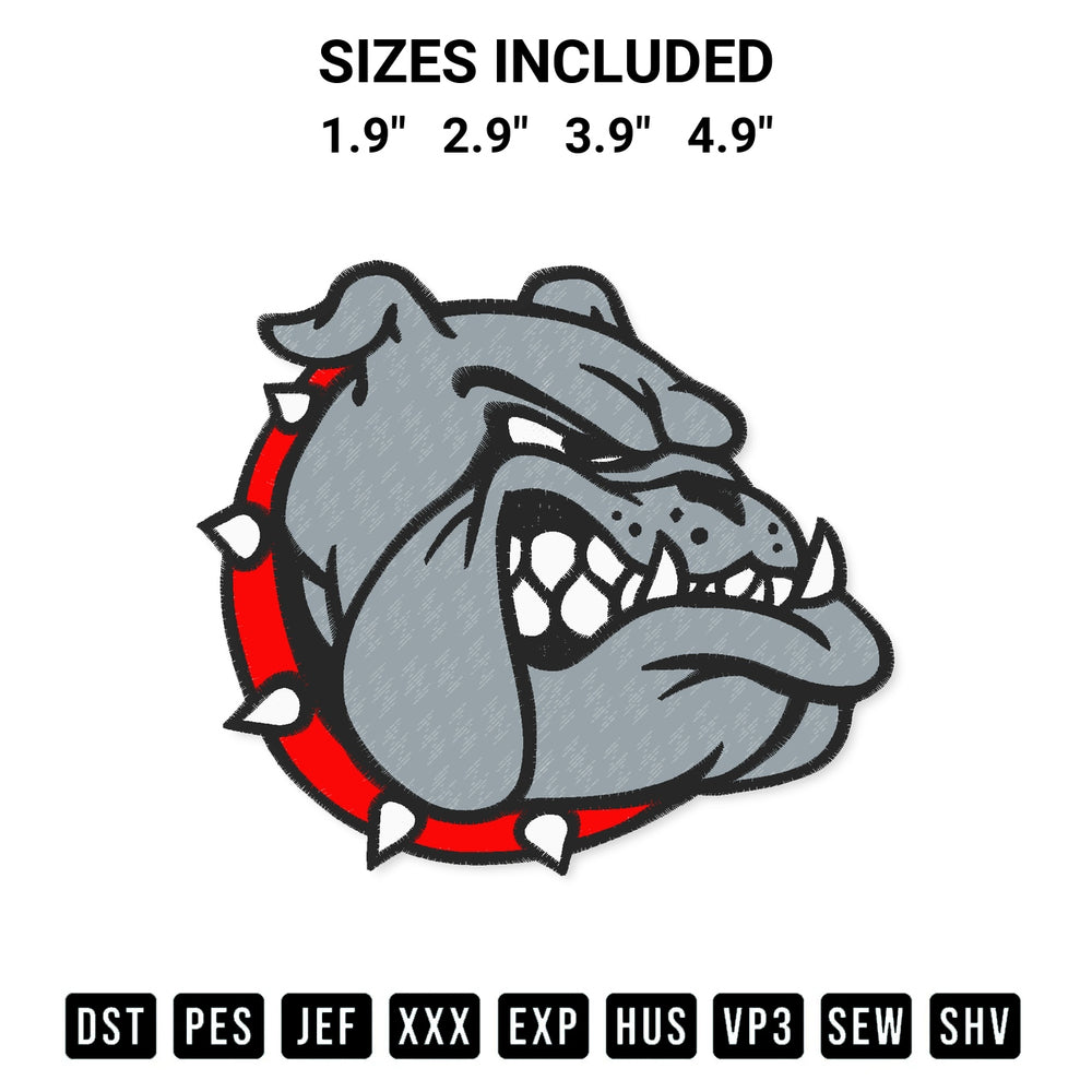Shop the Bulldog Mascot Embroidery Design machine embroidery pattern at Designspacks.com. Beautifully digitized for flawless stitching on any fabric. Available sizes: 1.9", 2.9", 3.9", 4.9".