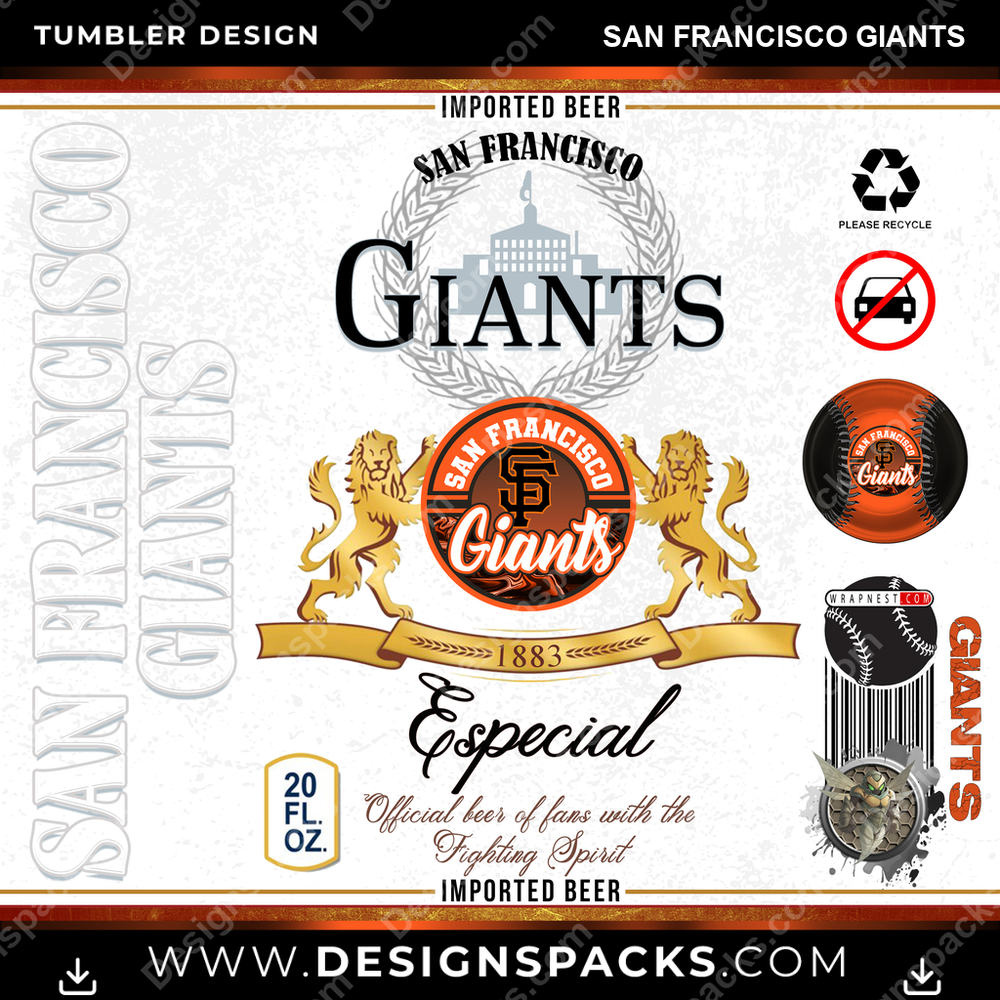 Baseball Modelo San Francisco Giants Tumbler Digital Wrap Design