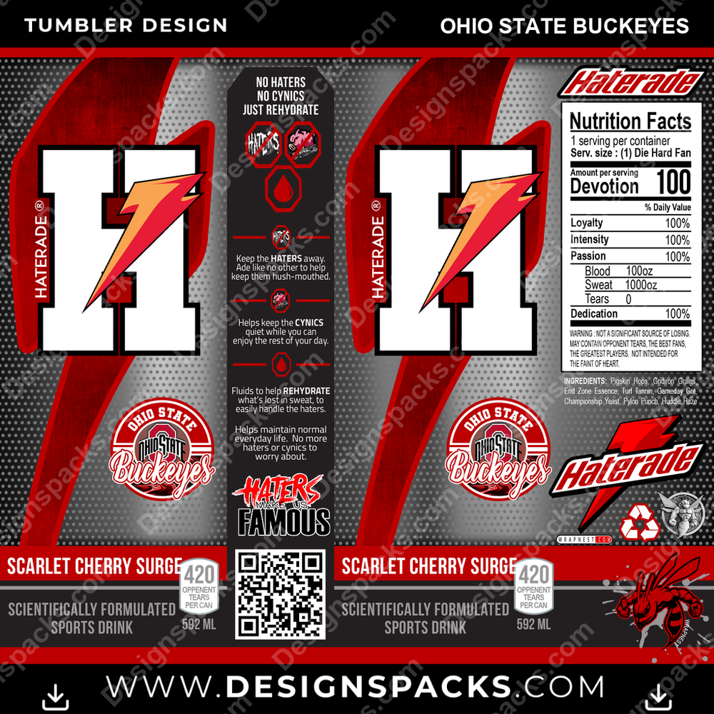 College Sport Haterade Ohio State Buckeyes Tumbler Digital Wrap Design