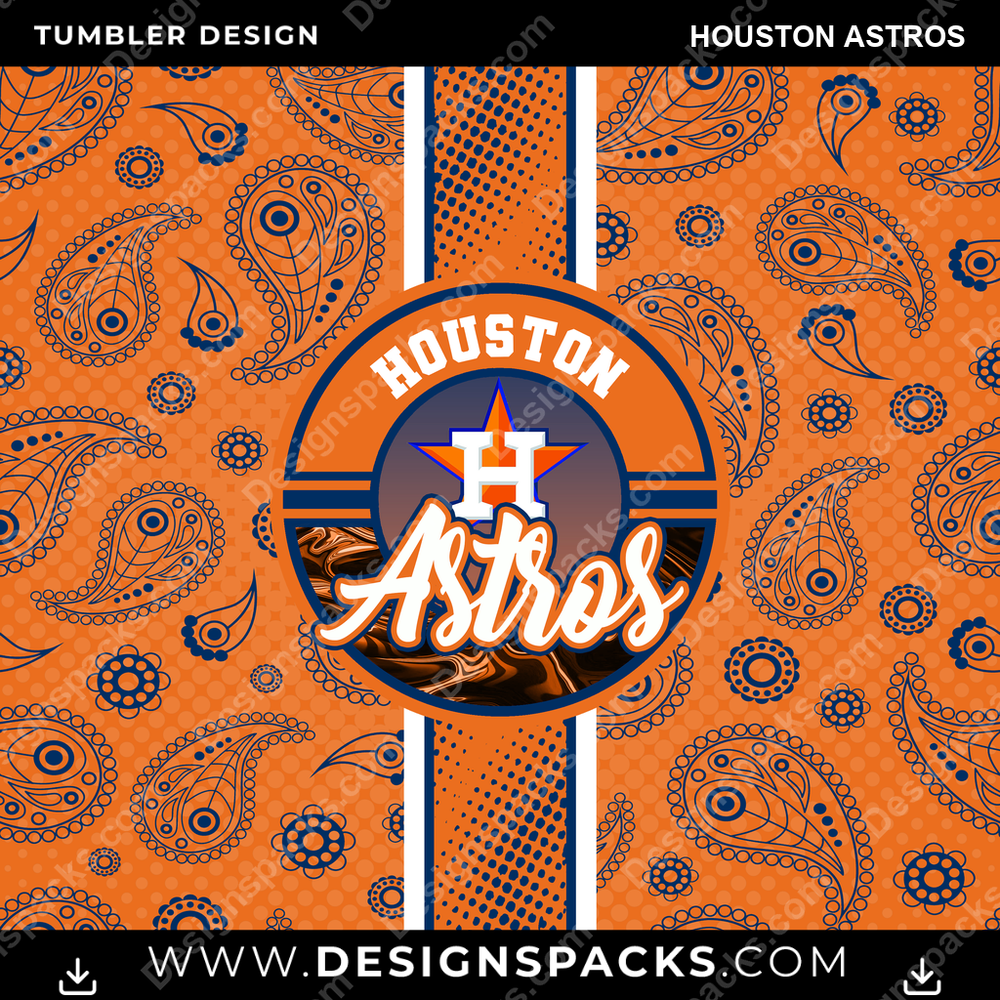 Baseball Handkerchief Houston Astros Tumbler Digital Wrap Design