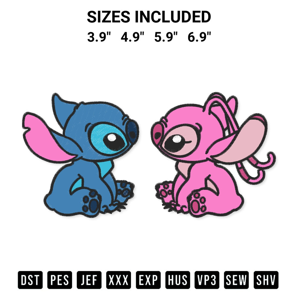 Download the Stitch And Angel Love Embroidery Design machine embroidery design exclusively at Designspacks.com. Premium digitized pattern for apparel and DIY crafts. Available sizes: 3.9", 4.9", 5.9", 6.9".