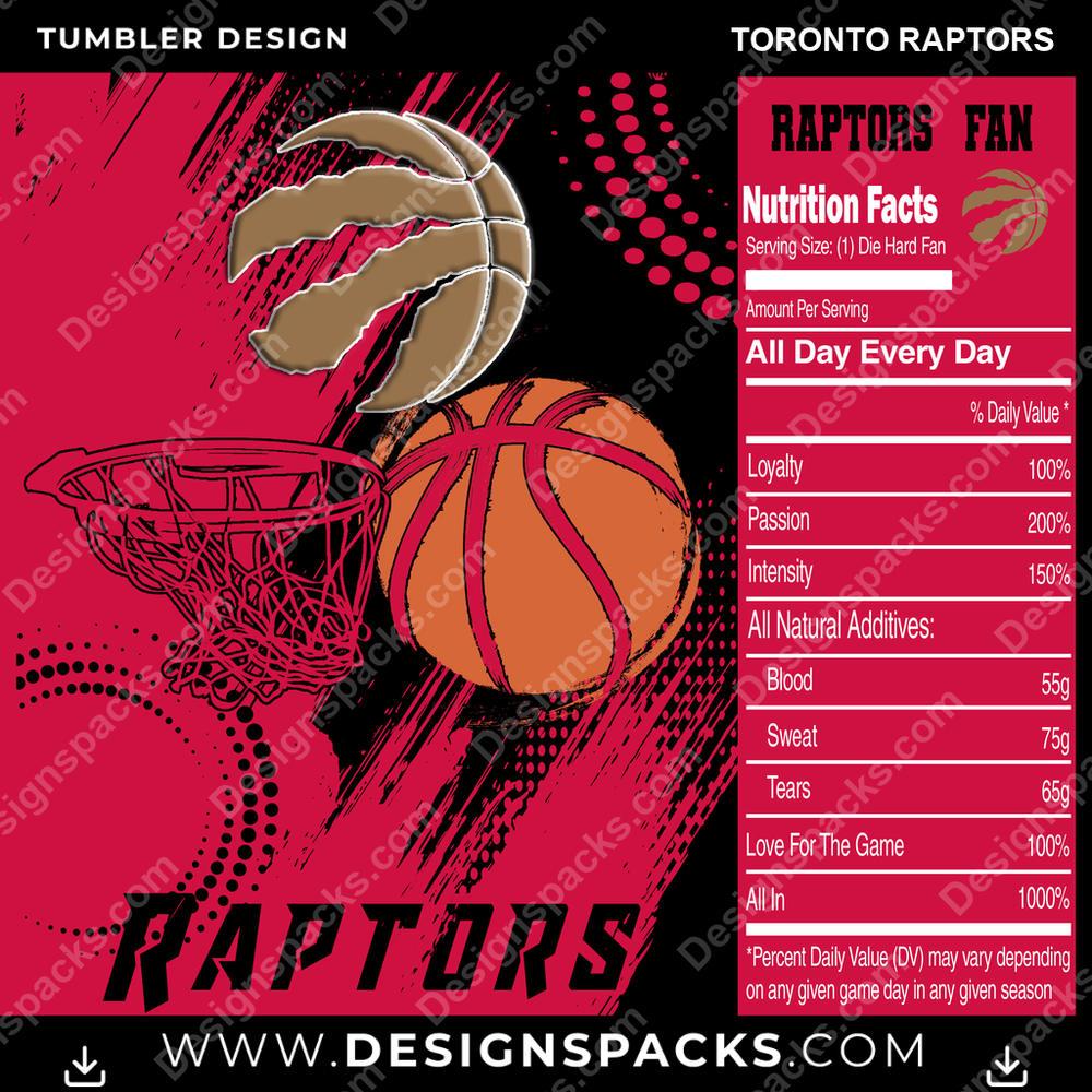 Basketball Team Fan Toronto Raptors NBA Basketball Tumbler Digital Wrap Design Download