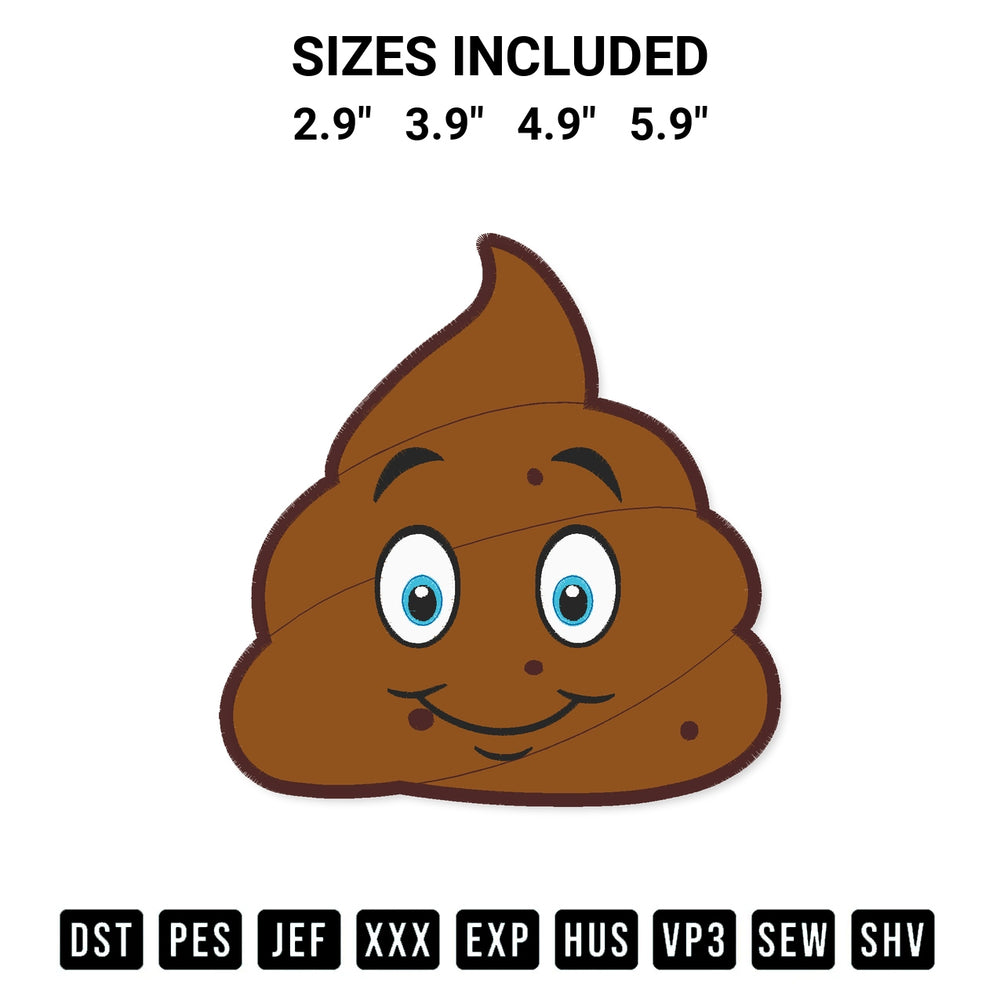 Discover the perfect addition to your crafting collection: Poo Face Embroidery Design embroidery file. Instantly available at Designspacks.com. Available sizes: 2.9", 3.9", 4.9", 5.9".