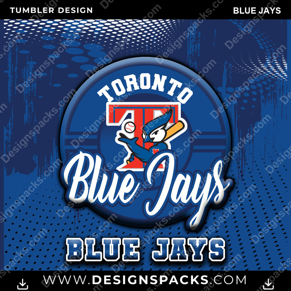 Diseño de Envoltura Digital para Vaso de Béisbol con Logotipo de Puntos de los Blue Jays