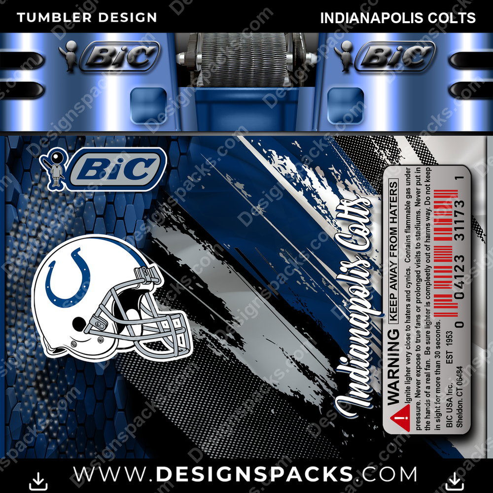 Football BIC Lighter Indianapolis Colts NFL Football Tumbler Digital Wrap Design Download