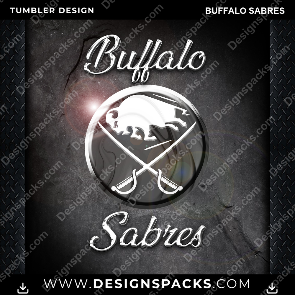 Ice Hockey Chrome Buffalo Sabres Tumbler Digital Wrap Design