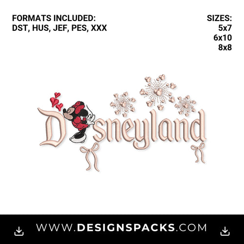Pink Minnie Mouse Disneyland Fireworks Embroidery Design - Instant digital download pattern at Designspacks.com