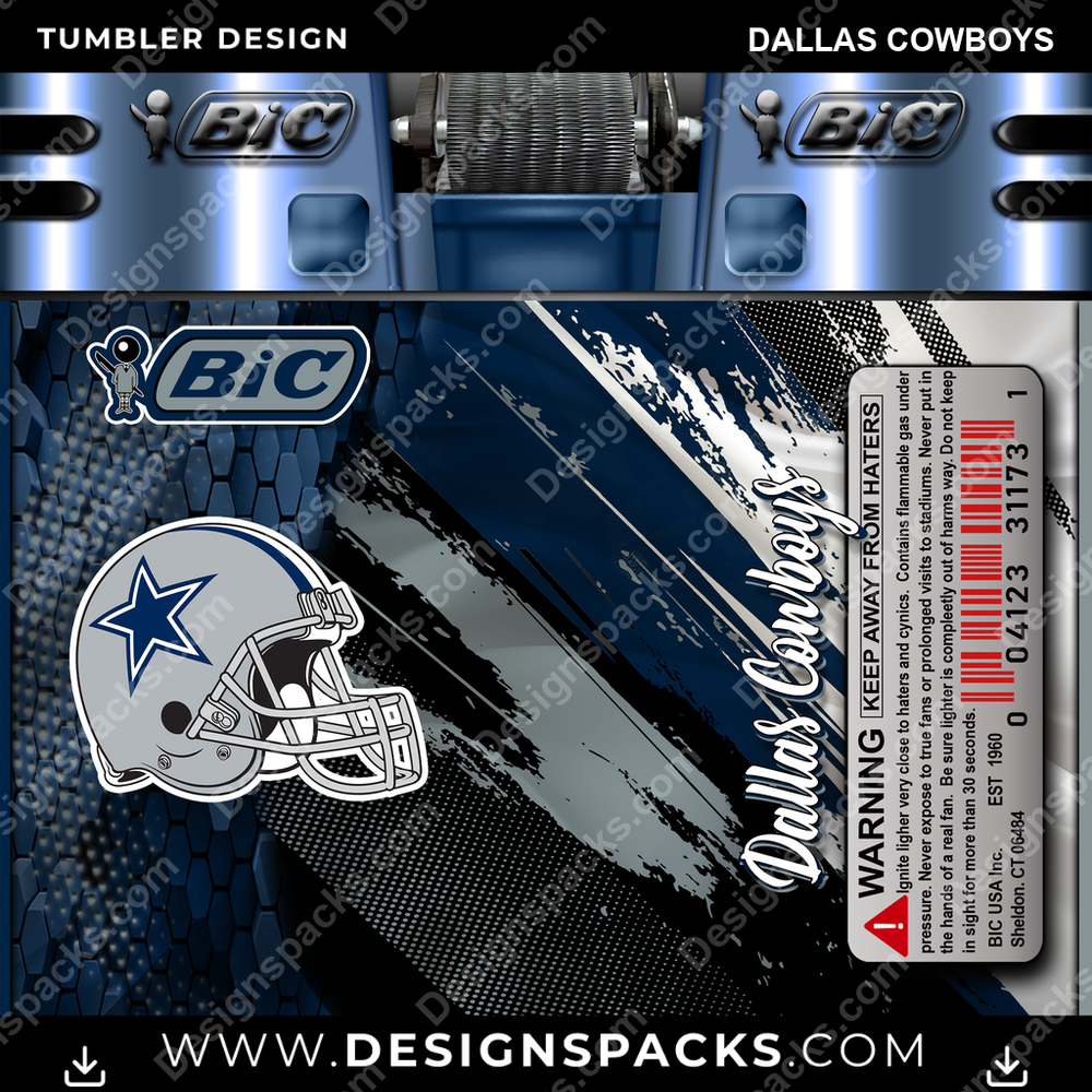 Football BIC Lighter Dallas Cowboys NFL Football Tumbler Digital Wrap Design Download