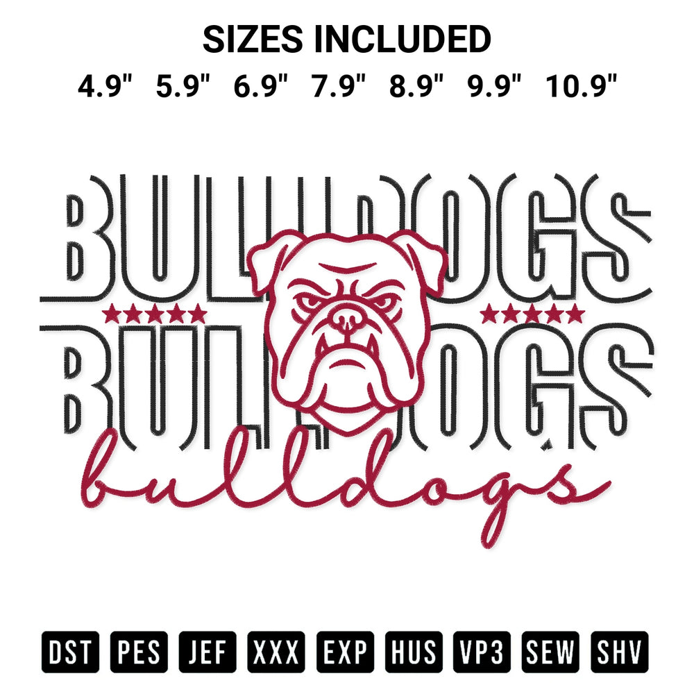 Add a unique touch to your apparel with the Georgia Bulldogs Football Embroidery Design embroidery file. Premium instant download available now on Designspacks.com. Available sizes: 4.9", 5.9", 6.9", 7.9", 8.9", 9.9", 10.9".