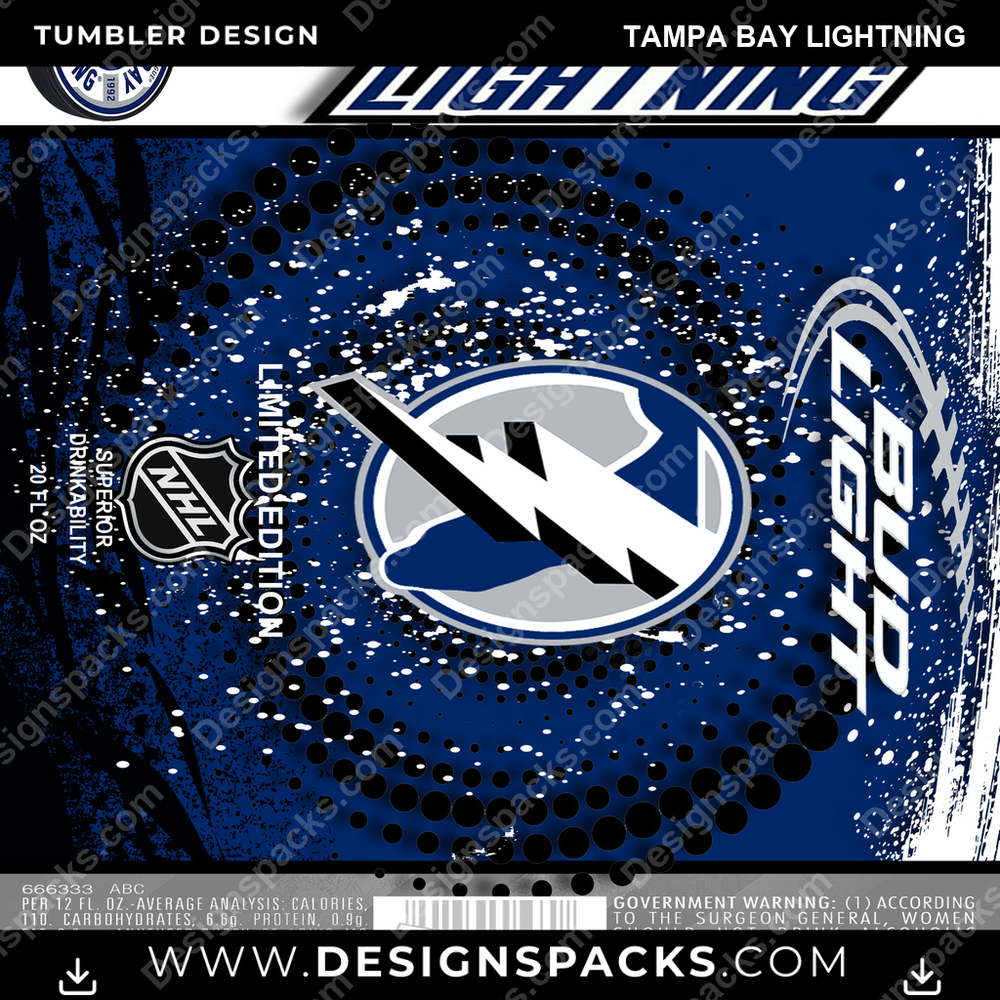 Ice Hockey Bud Tampa Bay Lightning NHL Hockey Tumbler Digital Wrap Design Download
