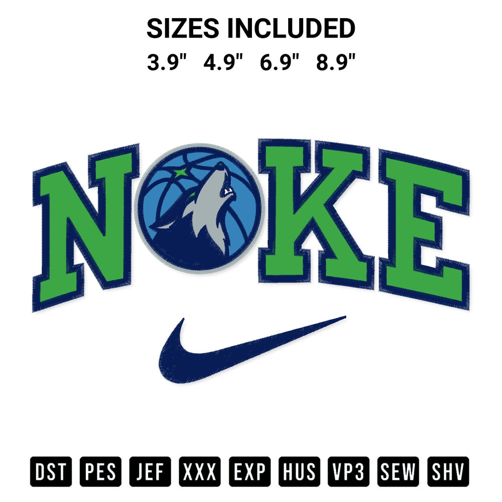 Transform your fabrics with the Minnesota Timberwolves X Nike Embroidery Design embroidery design. Instant access to premium digitized patterns at Designspacks.com. Available sizes: 3.9", 4.9", 6.9", 8.9".