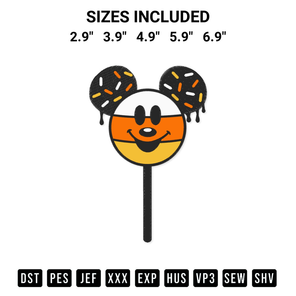 Transform your fabrics with the Mickey Mouse Candy Corn Embroidery Design embroidery design. Instant access to premium digitized patterns at Designspacks.com. Available sizes: 2.9", 3.9", 4.9", 5.9", 6.9".
