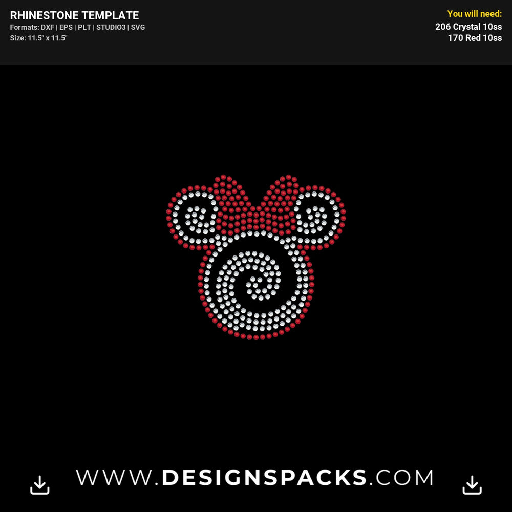 Minnie Swirl Spiral Head Summit Rhinestone Digital Template