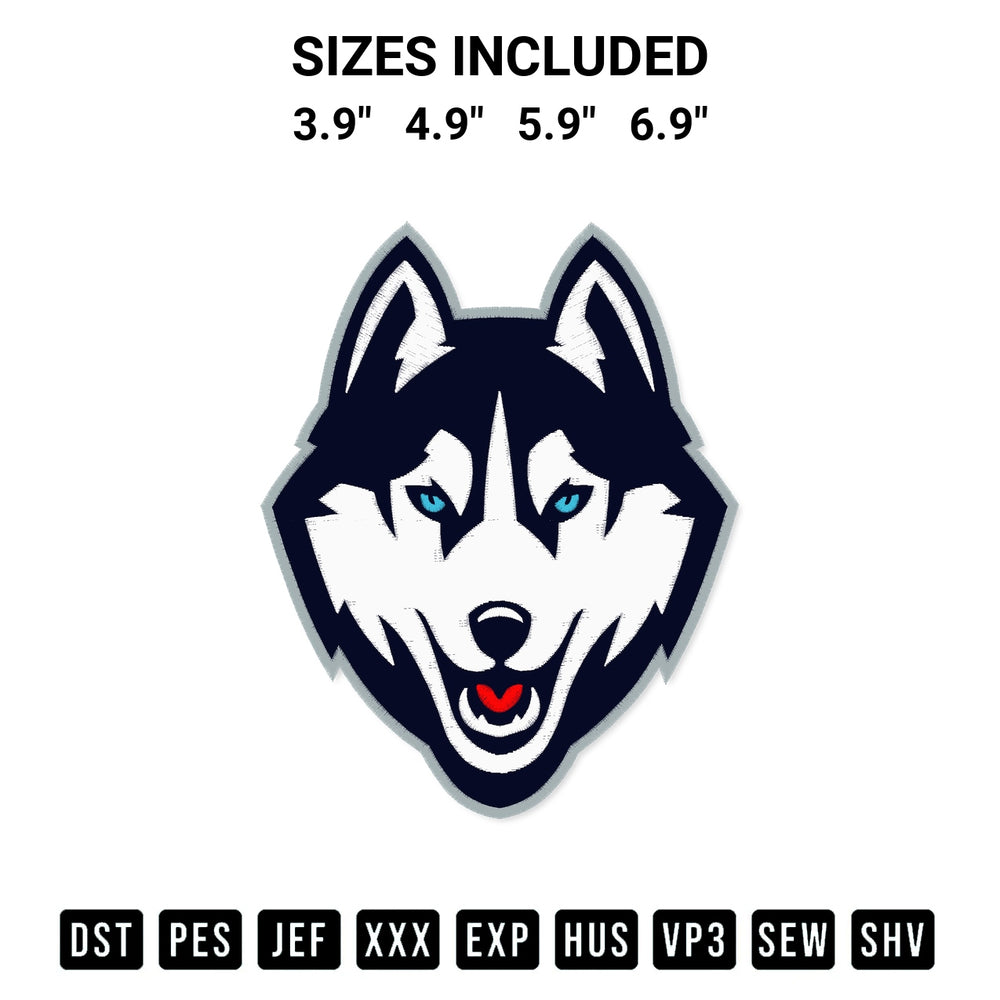 Elevate your next project with our Uconn Huskies Logo Embroidery Design embroidery file. Shop high-quality digital patterns instantly at Designspacks.com. Available sizes: 3.9", 4.9", 5.9", 6.9".