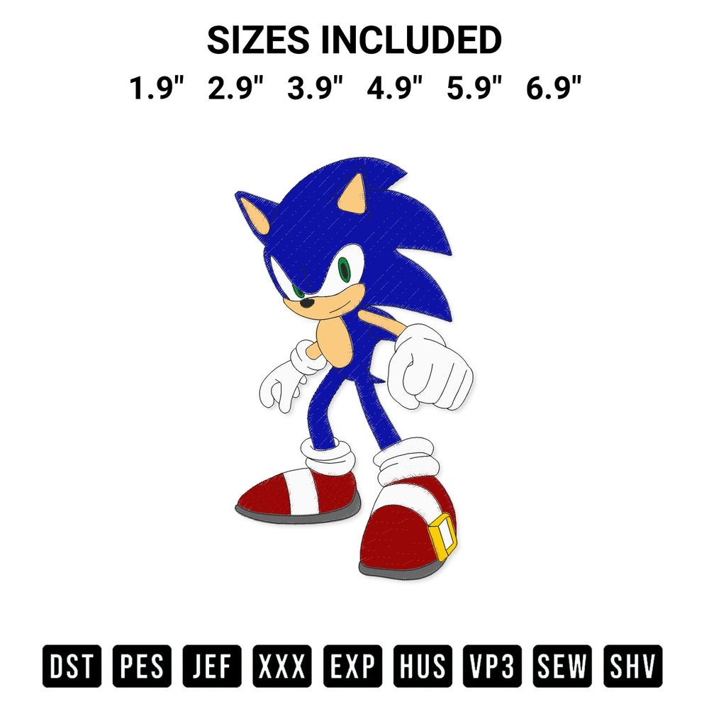 Discover the perfect addition to your crafting collection: Sonic The Hedgehog Embroidery Design embroidery file. Instantly available at Designspacks.com. Available sizes: 1.9", 2.9", 3.9", 4.9", 5.9", 6.9".